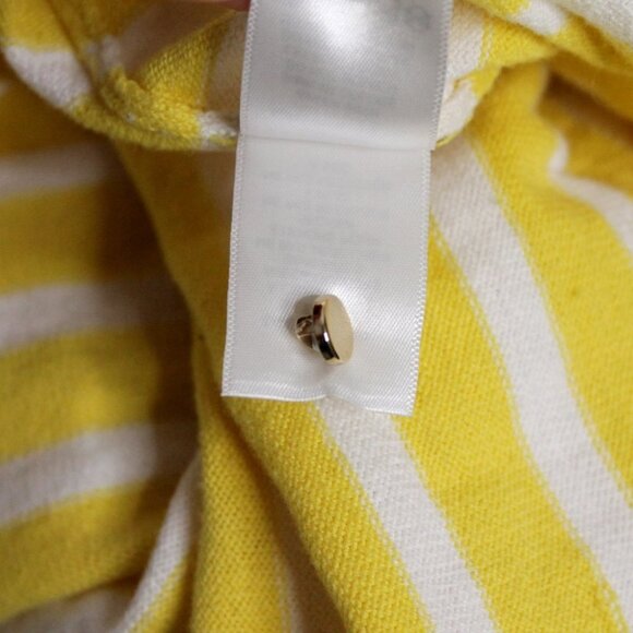 Liz Claiborne 100%  Cotton Yellow White Stripe Cardigan Sweater Size S - Picture 14 of 16